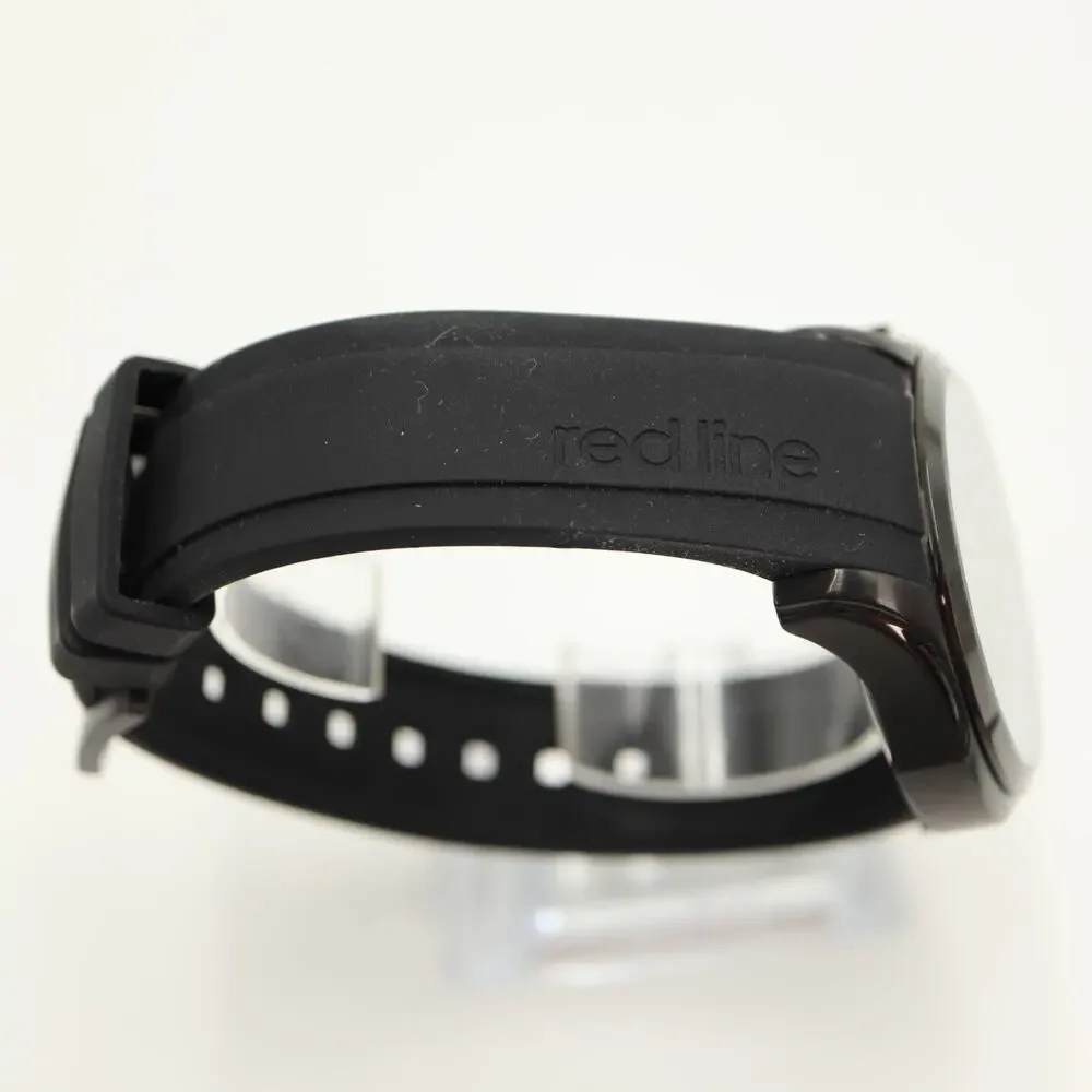 Redline Mens Chronograph Black Red Date 47mm Watch Silicone Strap w New Battery